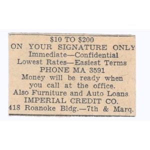 Imperial Credit Roanoke Bldg 7th & Marquette 1935 Minneapolis Journal Ad AE7-H3